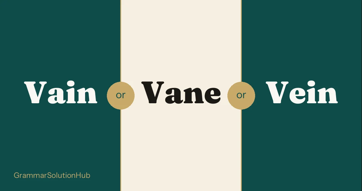 Vain and Vane and Vein side by side